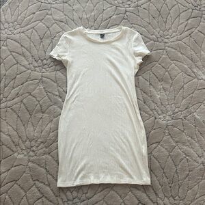 SHEIN White Ribbed Short Sleeve Mini Dress